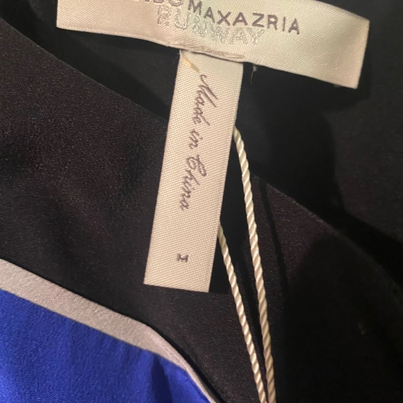 BCBG MaxAzria Runway Voletta dress blue/white/black pleated halter dress. Size M - Picture 5 of 8